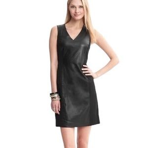 Banana Republic Black Leather Panel Sheath Sleeveless Dress - 8